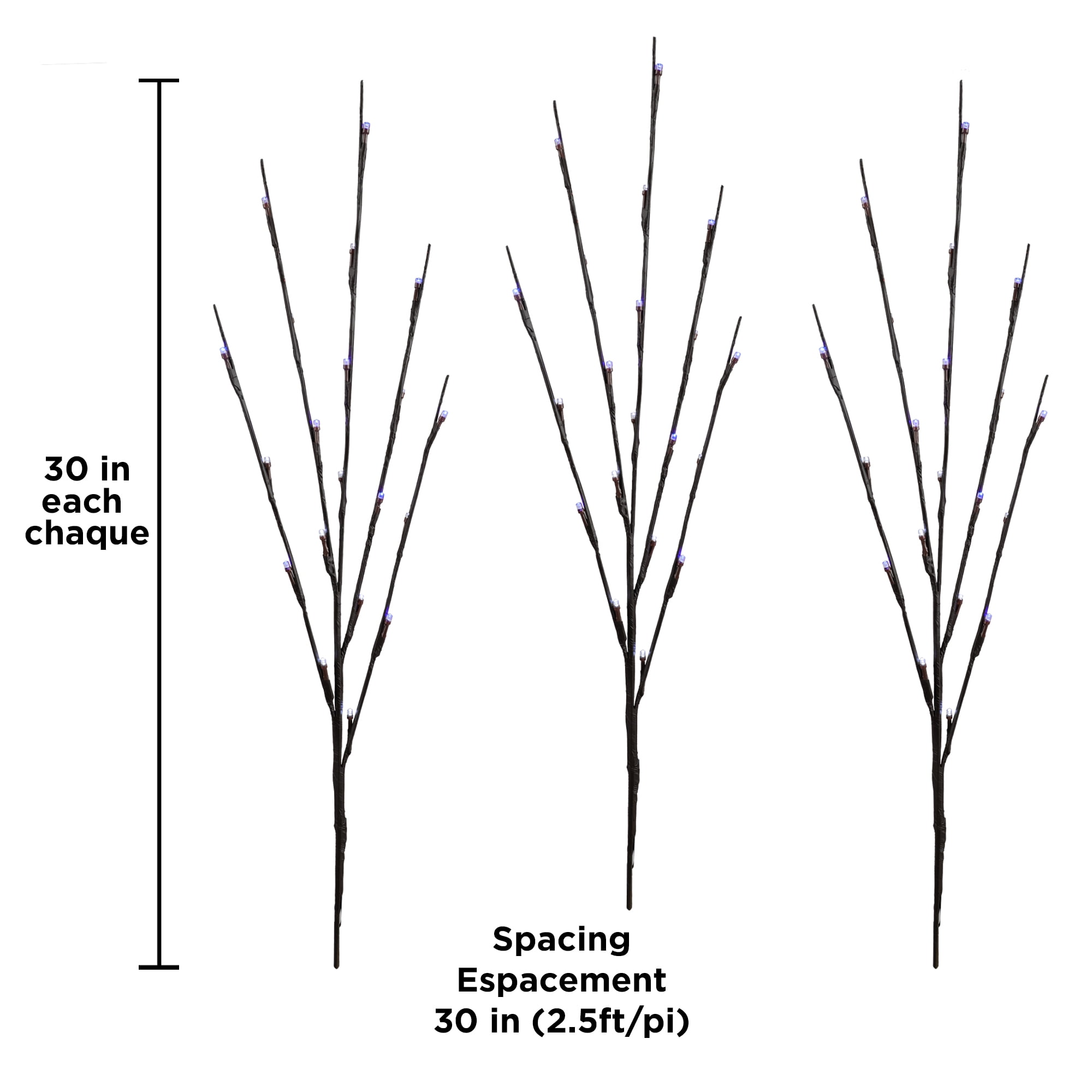 Holiday Time Set of 3 Twinkle Stakes Light, Blue/ Cool White