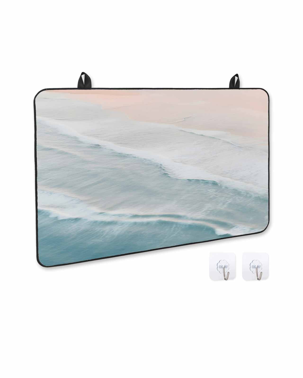 nqOlkjepod Large Induction Cooktop Protector Mat 36"x21", Beach Coastal Stove Top Covers for Electric Stove, Blue Nautical Summer Ocean Seaside Stove Burner Cover Mats, Glass Top Stove Cover