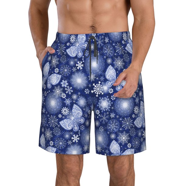 Fotbe Beautiful Snowflake Butterfly Trajes de Baño Estampados para Hombre, Shorts de Verano de Secado Rápido, Ropa de Playa, Bañadores-3X-Large
