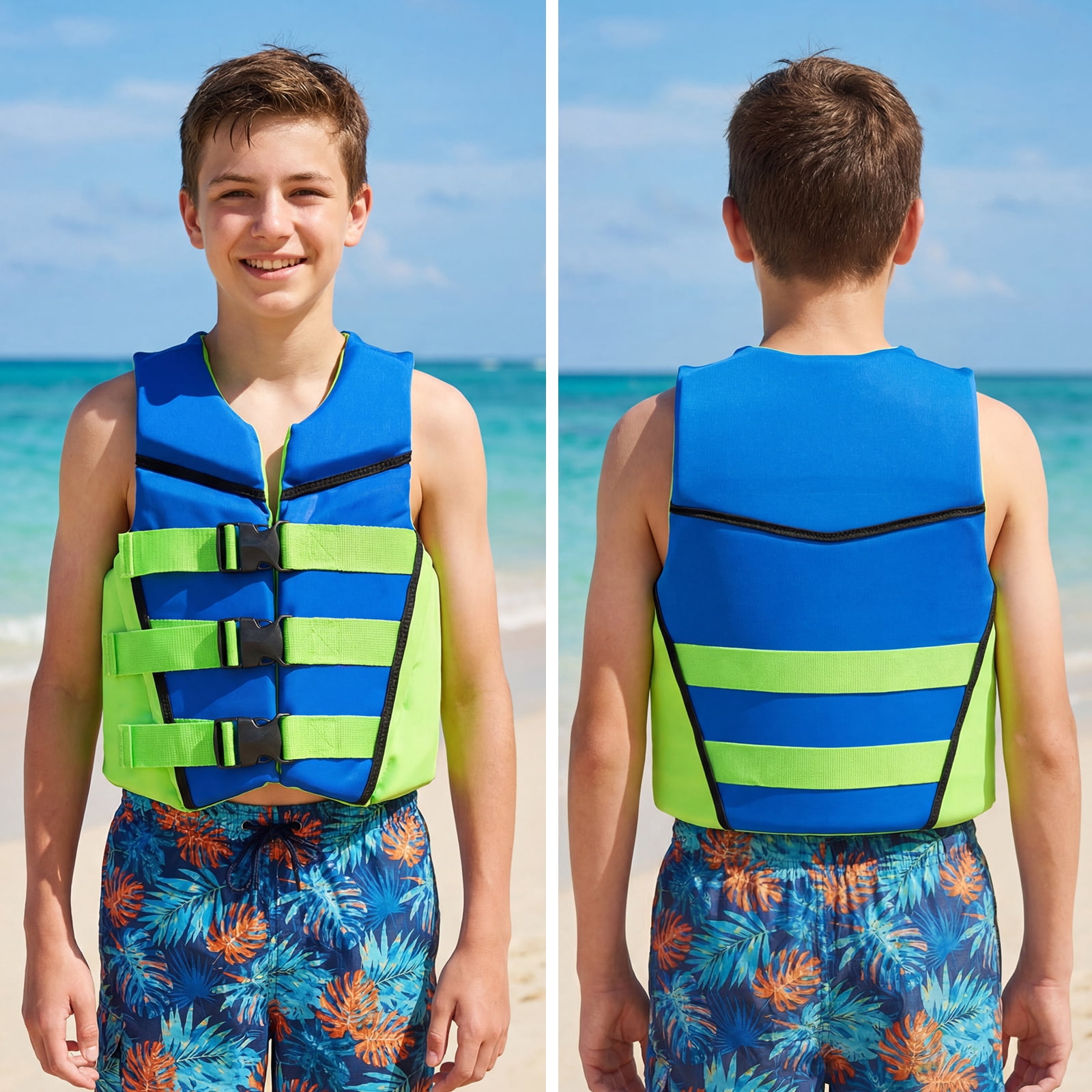 Kids Swim Vest Life Jacket Youth,Adjustable Flotation Buoyancy Swimsuit Trainer Vests,Swimming Aid Jacket for Boys Girls,Kayaking Fishing Sailing,Fit for 50-125 lbs