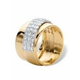 thumbnail image 2 of PalmBeach Jewelry 1.49 TCW Round Cubic Zirconia Gold-Plated Diagonal Wide Ring, 2 of 5