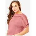 thumbnail image 3 of Roaman's Women's Plus Size Ladder Stitch Tee, 3 of 6
