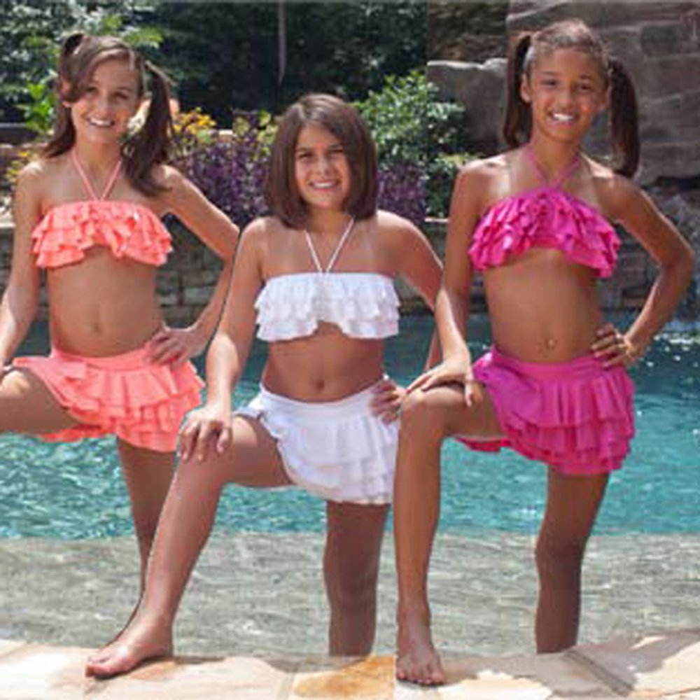 9's Swimwear 9's Designer Swimwear Ruffled Tube Top 2pc Swimsuit