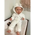 thumbnail image 3 of Infant Baby Boy Girl Knit Sweater Romper Long Sleeve Hooded Button Up Winter Outfits White 0-3 Months, 3 of 6