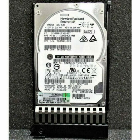 Disco 787647-001 768788-003 HP MSA 900GB 10K RPM 12Gbps 2.5 DP SAS Hard Drive W/Caddy