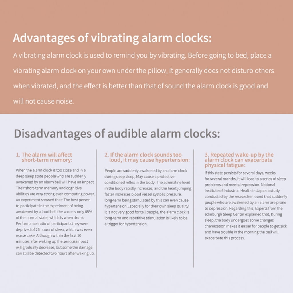 Vibrating Alarm Clock Strong Wake Artifact 2 Vibrating Modes Multifunctional for Hearing-impaired Deaf Bedroom Digital