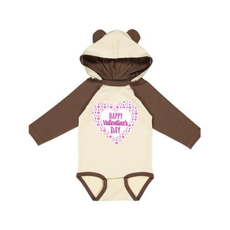 

Inktastic Happy Valentine s Day Pink Hearts and Dots Gift Baby Boy or Baby Girl Long Sleeve Bodysuit