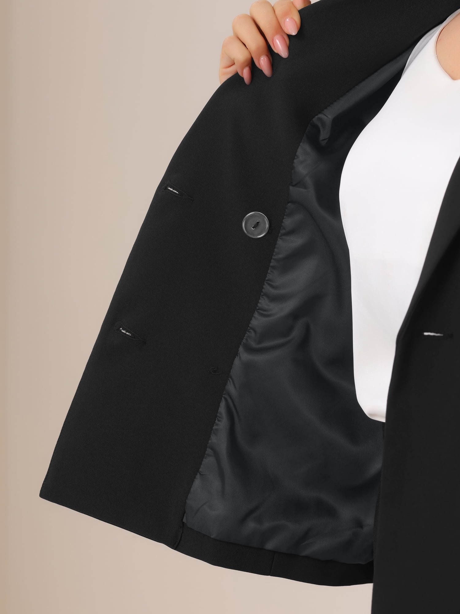 DARING DIVA 2Pcs Women's Long Sleeve Blazer Pencil Skirt Suit Set S Black
