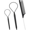 thumbnail image 1 of 3 PCS Hair Styling Tool Set Topsy Tail Hair Tools with 2 PCS Hair Braid Tools and 1 PCS Tail Comb (Black), 1 of 8