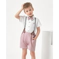 thumbnail image 2 of ZOEREA Baby Boy Clothes Suits, Toddler Boy Short Sleeves Shirt+ Suspender Pants Outfit Sets Gentleman Wedding Suit 1-5 Years, 2 of 11