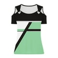 thumbnail image 4 of Homenesgenics Tops for Women Plus Size,Tunic Tops for Women,Crop Tops for Women Women Summer Sexy T- Shirt Cold Shoulder Pullover Blouse-Neck Short Sleeve Print Green L, 4 of 5