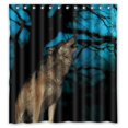 thumbnail image 1 of ABPHQTO El lobo está aullando a la luna Arte Cortina de ducha Cortina de ducha impermeable 160x180 cm, 1 of 2