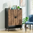 thumbnail image 3 of Tribesigns 7-Tier Shoe Storage Cabinet with Adjustable Shelves, Wooden Shoe Cabinet with Doors for Entryway, Hallway, Closet, Living Room, Rustic Brown and Black, 3 of 7