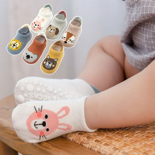 George Baby Girls' Crew Socks with Grippers 4-Pack, • 0-12 months - 36+  months 