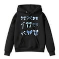 thumbnail image 3 of Mepaouo Girl's Bow Hoodie Long Sleeve Hooded Sweatshirts Cute Oversized Pullover Tops with Pocket Black 8-10 Years, 3 of 4