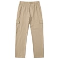 thumbnail image 4 of Havenx Men's Cotton Linen Cargo Pants Elastic Waist Drawstring Pants with Multi Pockets Straight Leg Sweatpants Summer Beach Breathable Casual Loose Fit Clothes,Khaki L, 4 of 4