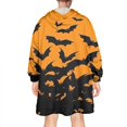 thumbnail image 2 of Wearable Oversized Blanket,Halloween Bat Silhouette Pattern Wearable Blanket Hoodie for Adults,Cozy Hooded Blankets with Super Pockets,Super Warm Fuzzy Pullover for Women & Men, 2 of 6