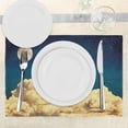 thumbnail image 3 of Ambesonne Night Sky Place Mats Set of 4, Stars Full Moon Cloud, Standard Size, Dark Blue White, 3 of 6