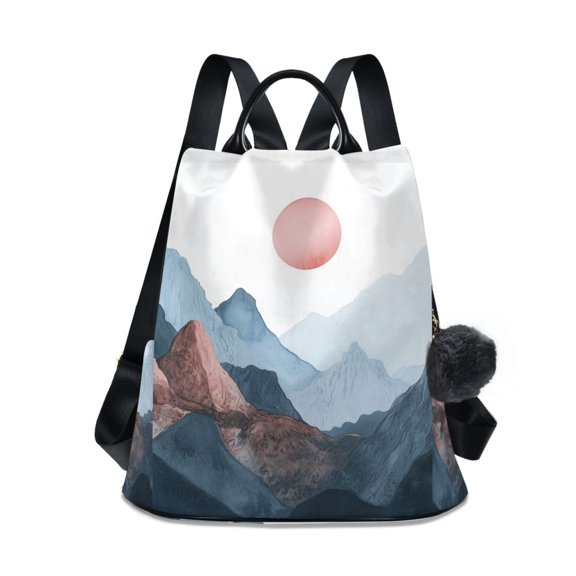 FORMRS Women's Travel Backpack Purse Anti-Theft Hidden Pockets Casual Shoulder Bag, Art Mountain and Sun Pattern
