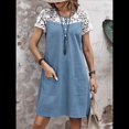 thumbnail image 4 of Vestido de Verano de Encaje con Retazos y Bolsillos para Mujer, Informal, con Botones y Corta Azul S, 4 of 7