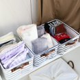 thumbnail image 3 of Hinwo 6-Pack Small Canvas Fabric Storage Baskets Set with Handles, Open Storage Bins, Cube Storage Organizer, Shelf Organizer Bins for Closet, 7.9L, 12 x 8 x 5 Inches, Navy Blue Stripe, 3 of 7