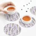 thumbnail image 4 of Leather Coasters with Heat-resistant for Drinks, Lavender Flowers Bow Tie -标题2 Round Shape, 4 of 5