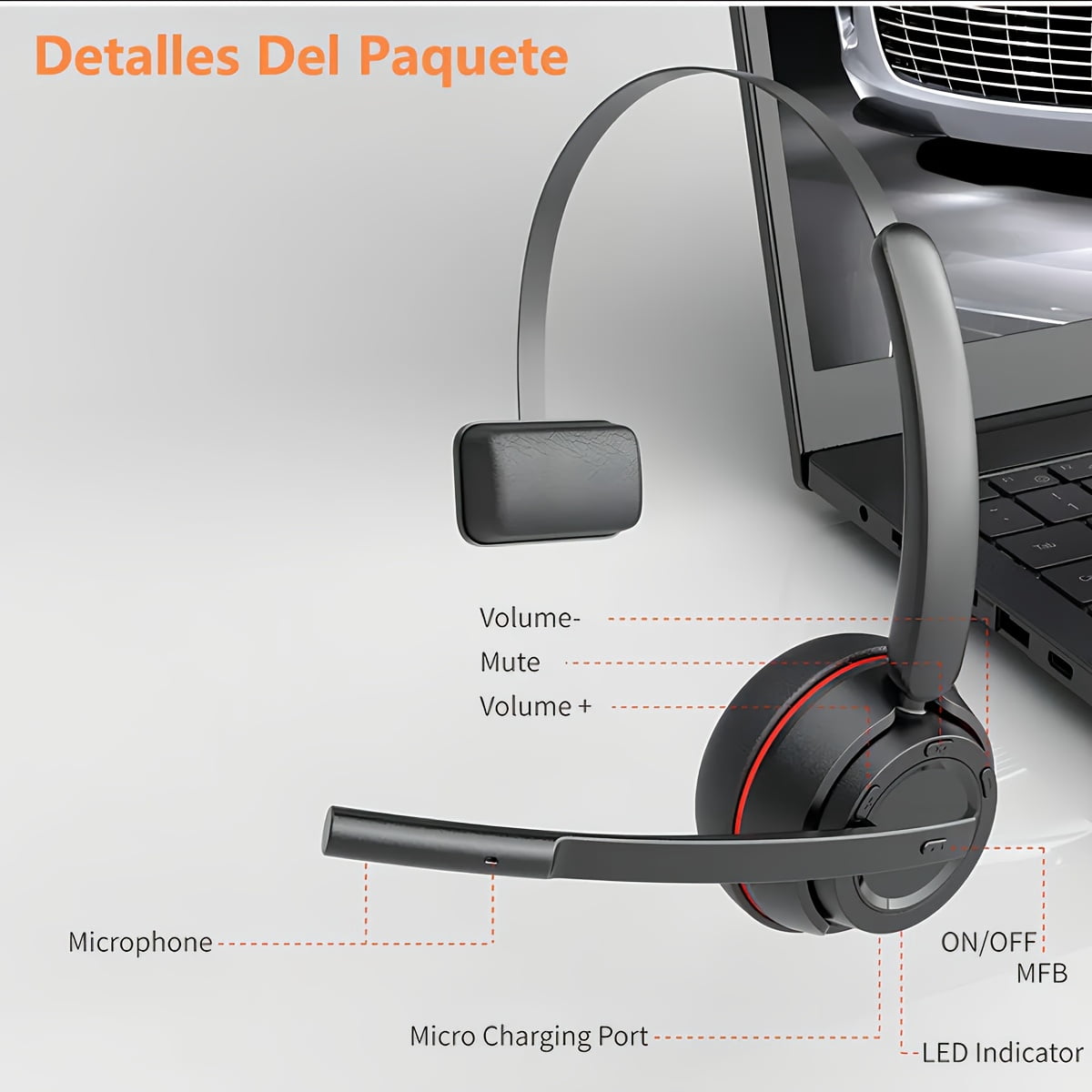 Bluetooth Headset, Trucker Bluetooth Headset with AI Noise Cancellation Microphone & Mute Button, Trucker Headphones with 55 Hrs Working Time, 5.2 Multitasking for Truck Drivers/Phone
