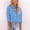Light Blue, variant on Long Sleeve Blouse Shirt Fashion Women Casual Pockets Solid Turn-Down Neck Cardigan Long Sleeve Loose T-Shirt Autumn Blouse Button Tops Red