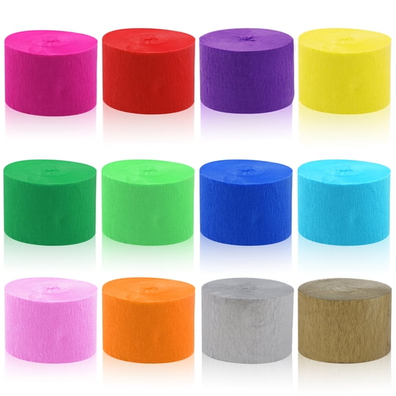 Crepe Paper Streamers,12 Rolls Crepe Paper Streamers for Party, Wedding DIY Art Craft Supplies Indoor Decoration 12 Colors 984FT