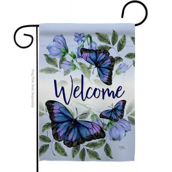 Breeze Decor G154100-BO Purple Butterflies Garden Flag Friends Bugs & Frogs 13 x 18.5 in. Double-Sided Decorative Vertical Flags for House Decoration Banner Yard Gift