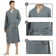 thumbnail image 3 of Vulcanodon 100% Cotton Mens Robe, Lightweight Knit Bathrobe,(Iron Gray,2XL-3XL), 3 of 5