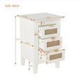 thumbnail image 3 of Wood Nightstands Set of 2, Farmhouse Night stand with Rattan-Woven Surfaces and Three Drawers, White Bed Side Table for Bedroom, 3 of 9