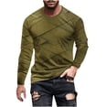 thumbnail image 2 of Blusas y camisas de manga larga con cuello redondo para hombre, blusa informal de manga larga con cuello redondo y estampado de rayas, blusa de poliéster para hombre, 2 of 5