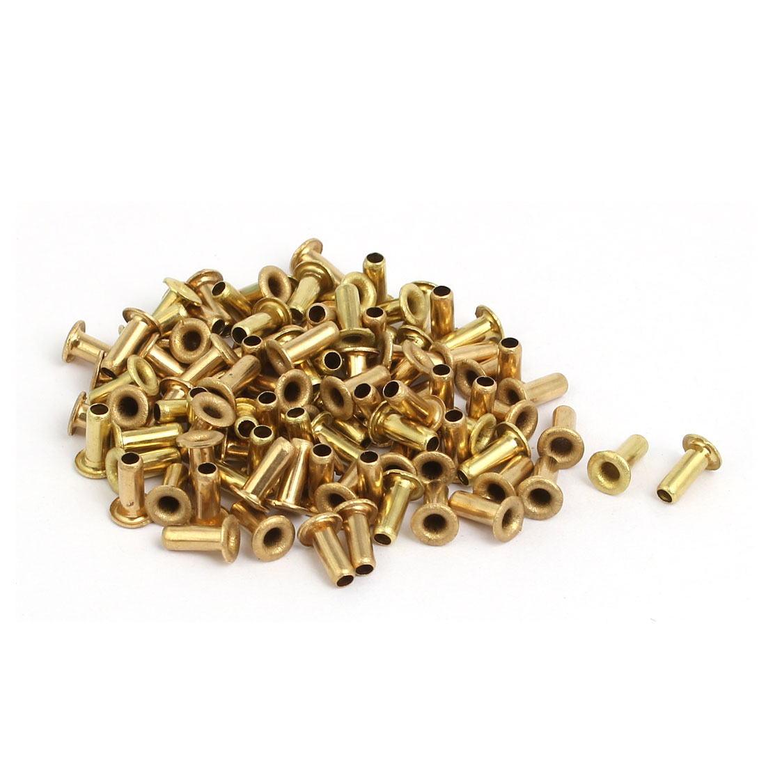 100pcs M2.3 x 6mm Brass Plated Metal Hollow Eyelets Rivets Gold Tone