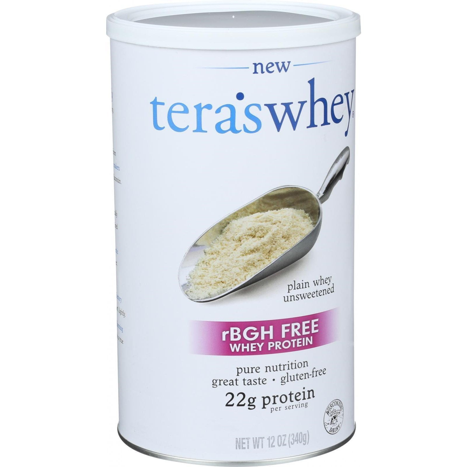 Tera's Whey rBGH Free Whey Protein Powder, Plain, 22g Protein, 0.75 Lb