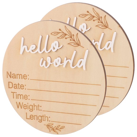 FELTECHELECTR 2Pcs Elegant Birth Announcement Sign for Newborn 3.85X3.85X0.12in