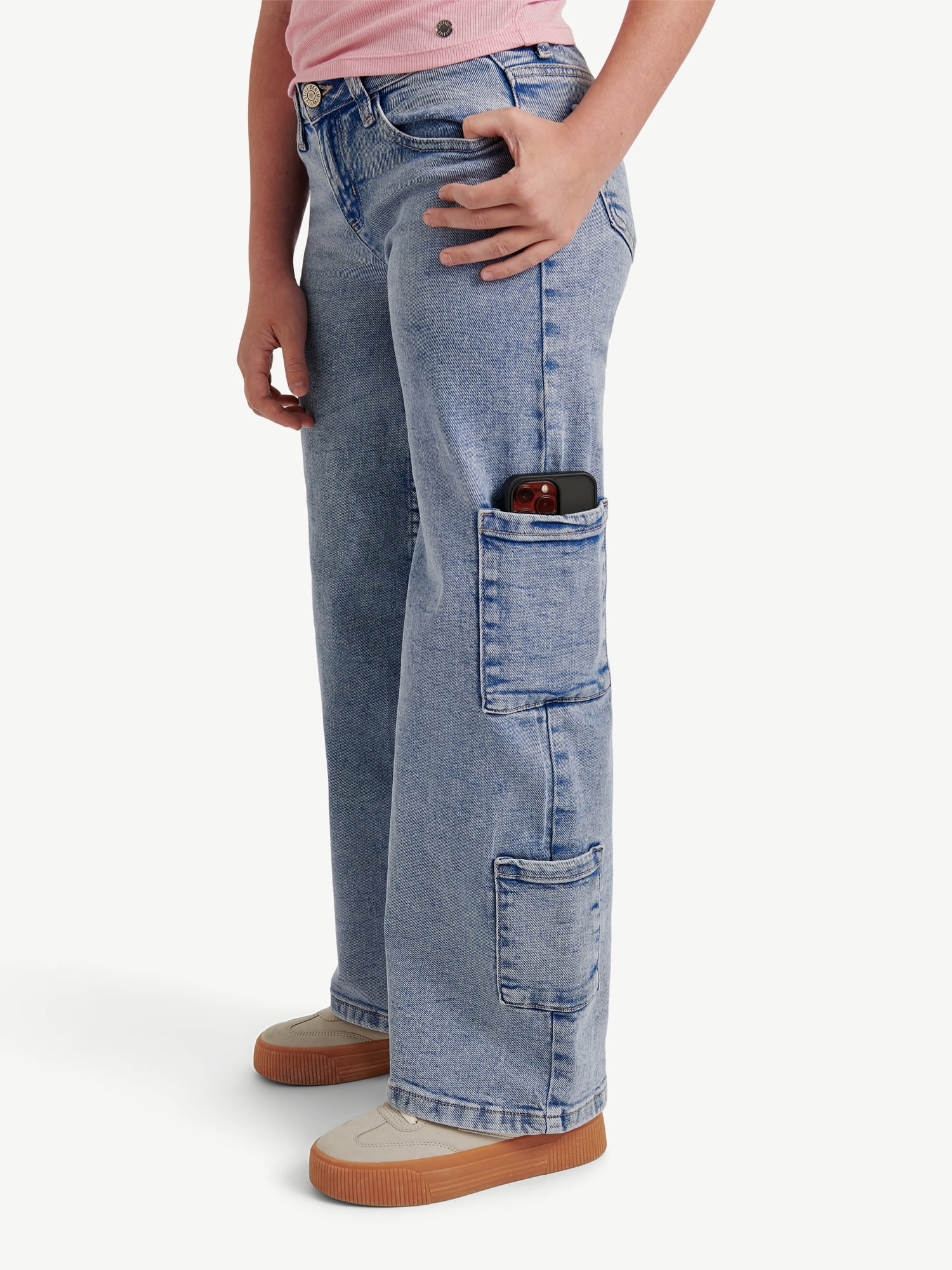 Justice Girls Cargo Wide Leg Jeans, Sizes 6-18, Slim & Plus