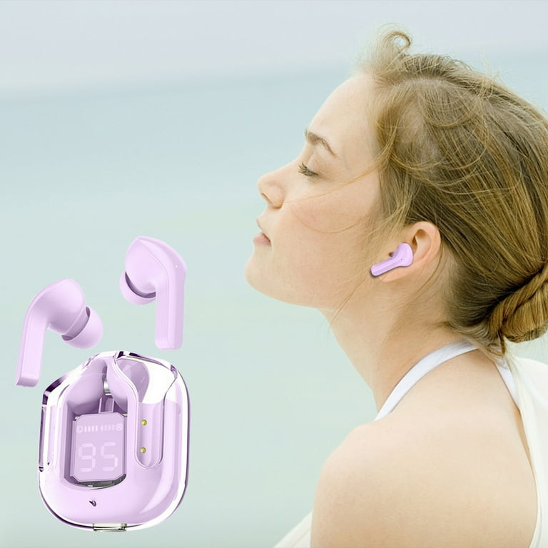 Wireless Earbuds Transparent Digital Display Headphones Crystal