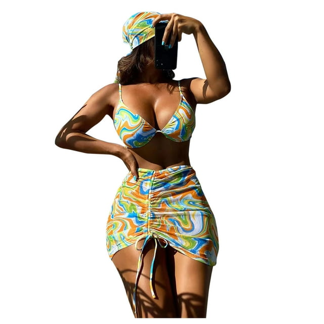 DPTALR Robe de Bain une-Pièce à Bretelles pour Femmes avec Culotte Maillot d'Été pour Dames pour Filles Gaze à Rayures