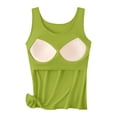 thumbnail image 2 of Tank Tops With Built In Bras，Ladies Camisoles Tops Cotton Undershirts Non Removable Padded Tank Top Padded Camisoles For Women Padded Shirt Women Layering Tank Tops U Neck Shapewear, 2 of 9