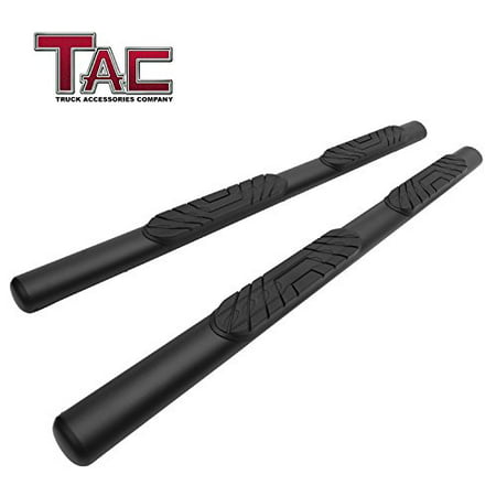 TAC 4” Side Steps Running Boards Fit 2019 Chevy Silverado / GMC Sierra 1500 Crew Cab Truck Pickup Oval Texture Black Side Bars Step Rails Nerf Bars Off Road Accessories 2
