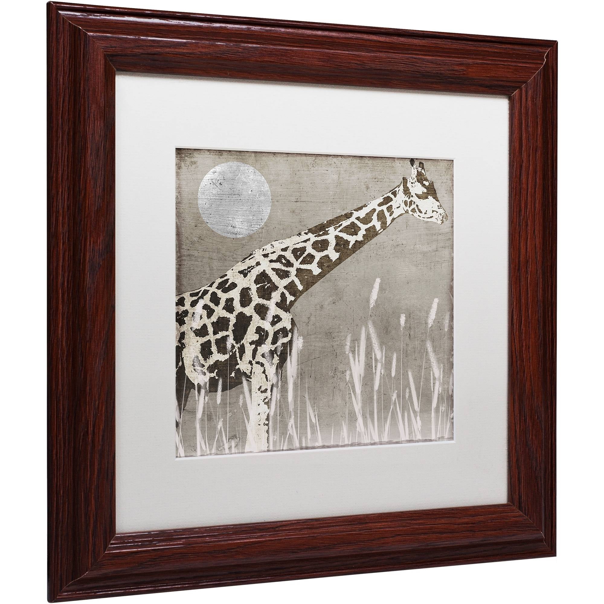 Trademark Fine Art "Moon Giraffe" Canvas Art by Color Bakery White Matte, Wood Frame