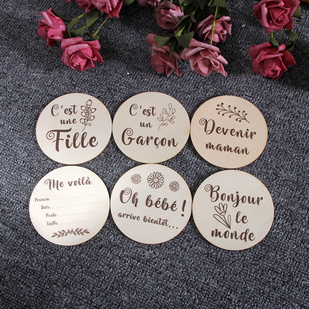 Yeuhtll 6 Pcs Handmade Baby Milestone Cards Infants Birth Growth Album Photography Card Walmart Com