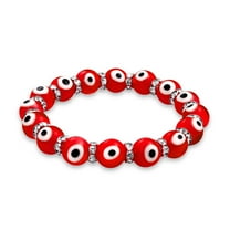 Bling Jewelry Womens Colorful Turkish Glass Bead Evil Eye Stretch Bracelet with Crystal Spacers