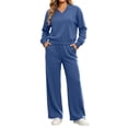 thumbnail image 2 of Mifsaly Plus Size Womens Sweatsuits 2 Piece Set V Neck Sweatshirts and Wide Leg Pants Fall Winter Going Out Athletic Gym Lounge Matching Outfits, 2 of 7