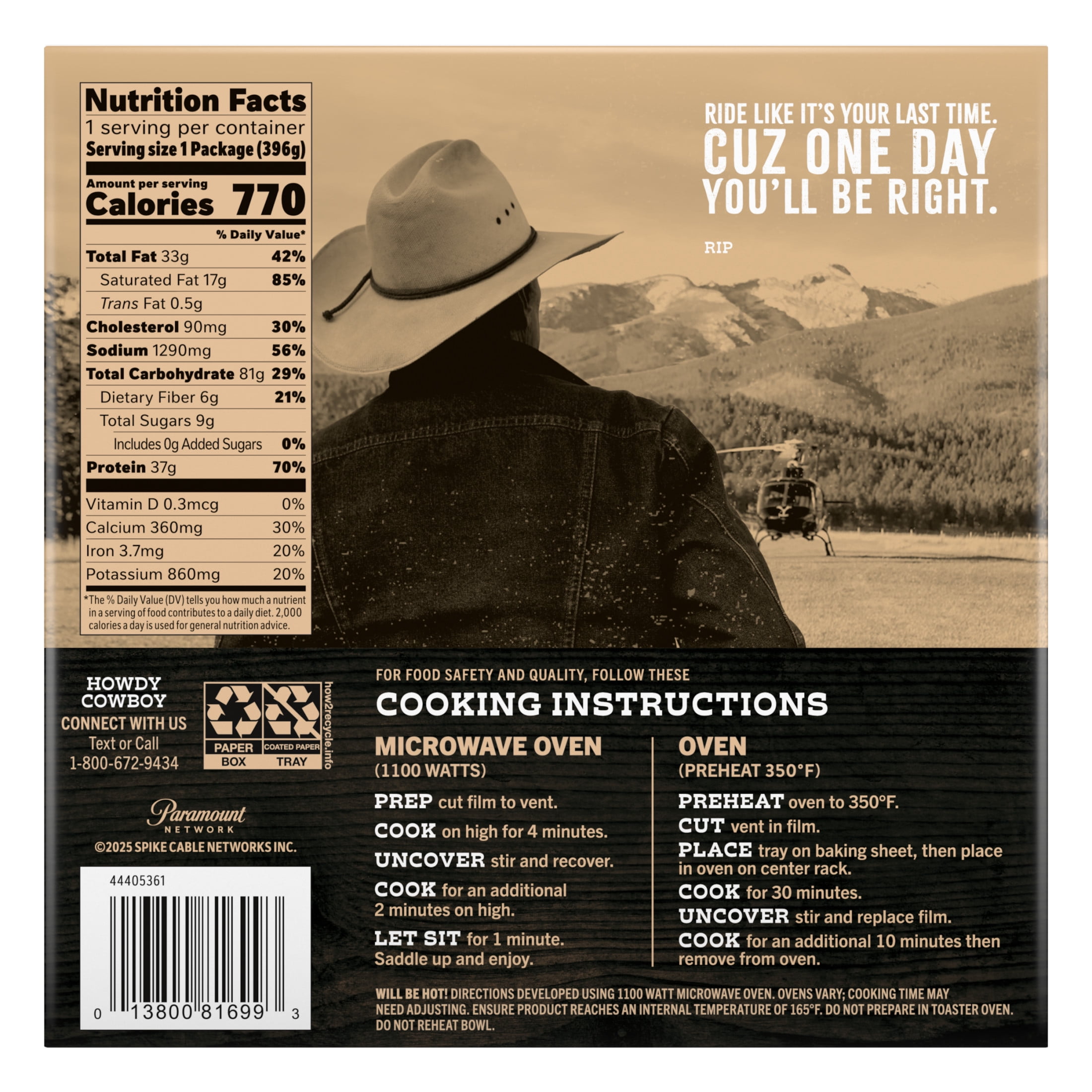 Yellowstone Beef and Cheese Pasta Bake Frozen Meals for One, Microwave Meal Protein Dinner, 14 oz (Frozen)