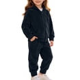 thumbnail image 2 of BXJX Girls Outfit Sets, 2 PC Long Sleeve Warm Zip Up Hoodies and Joggers Sets with Pockets Black Size 6-7 T, 2 of 9