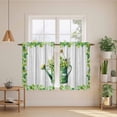 thumbnail image 2 of St. Patrick's Day Kitchen Curtains 45 Inch Length, Green Lucky Shamrock Watering Can Wood Gray Tiers Curtains for Bathroom Bedroom Cafe, Light Filtering Window Treatment Drapes 2 Panels 42"Wx45"L, 2 of 8