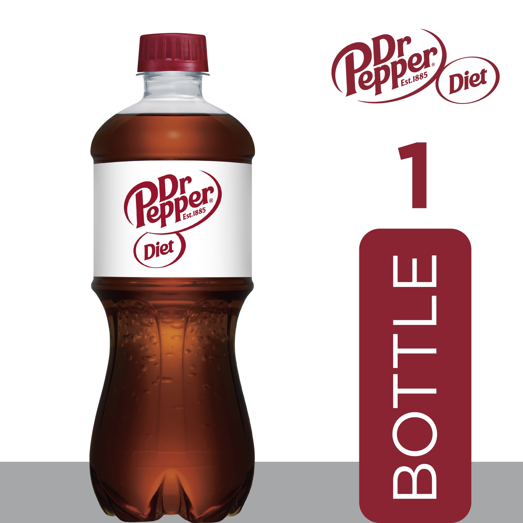 (5 pack) Diet Dr Pepper Soda Pop, 20 fl oz, Bottle