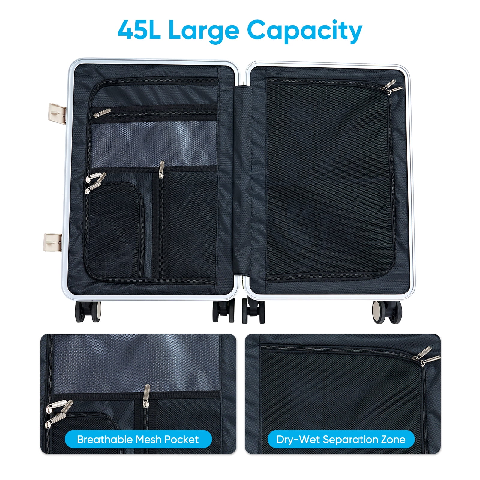TABU Ride-On Suitcase for Kids with Seat, Carry-On Luggage with Computer Hook, 360° Lockable Spinner and TSA Lock, Brown